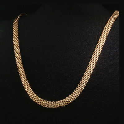 14ct Yellow Gold Vintage 17" Mesh Tub Style Necklet With White gold Clasp