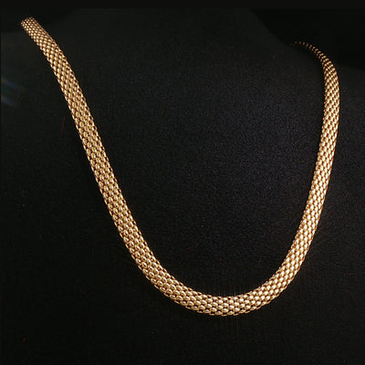 14ct Yellow Gold Vintage 17" Mesh Tub Style Necklet With White gold Clasp
