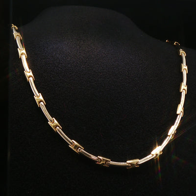 18ct Two-Tone Vintage Gold Bar and Link Chain Necklet