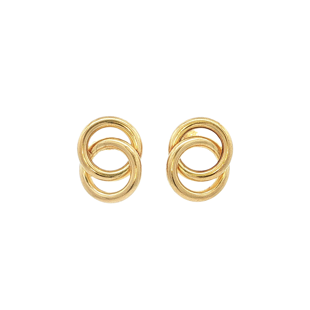Double Circle Intertwined Earrings In 9ct Yellow Gold