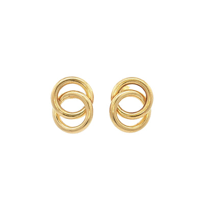 Double Circle Intertwined Earrings In 9ct Yellow Gold