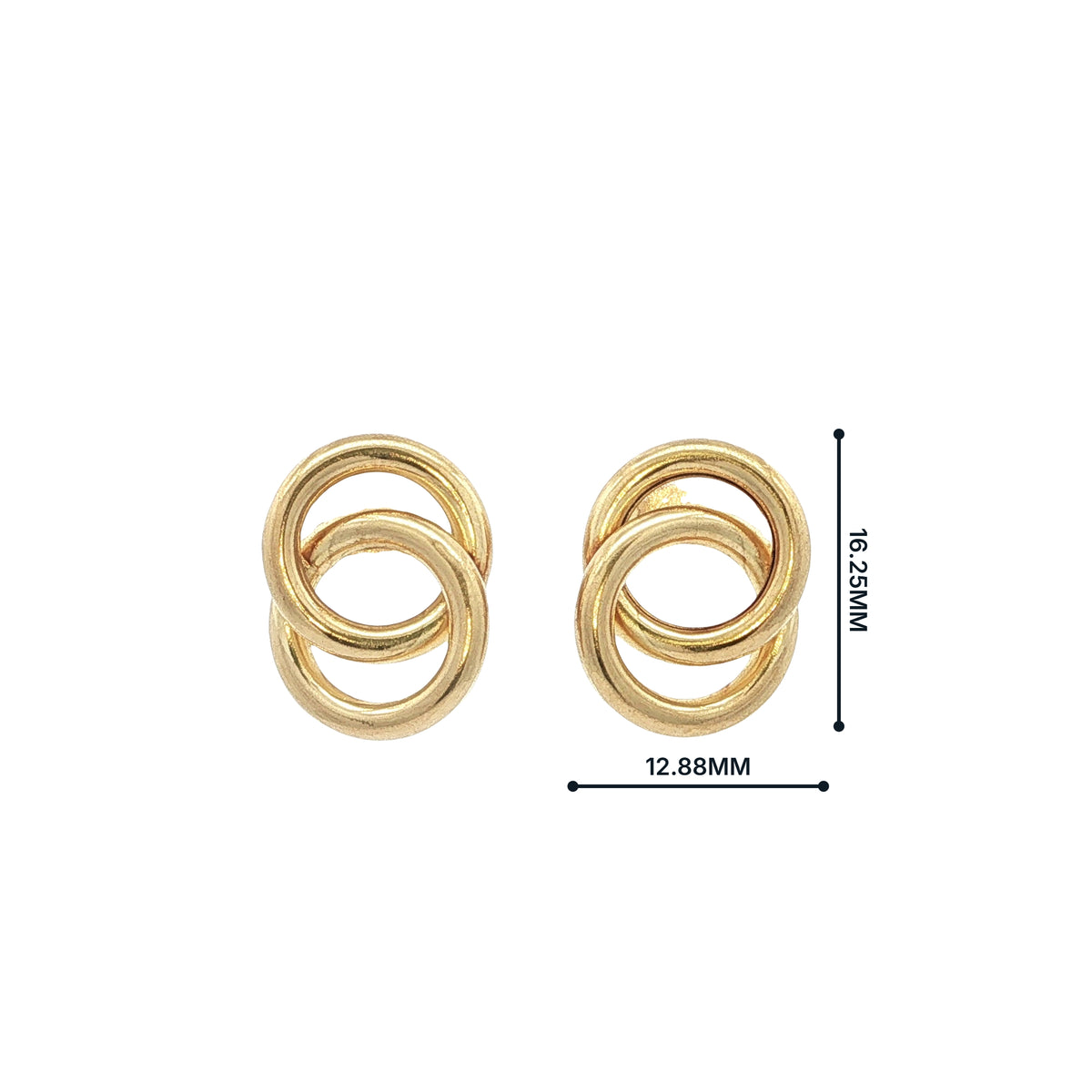 Double Circle Intertwined Earrings In 9ct Yellow Gold