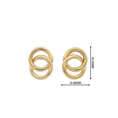 Double Circle Intertwined Earrings In 9ct Yellow Gold