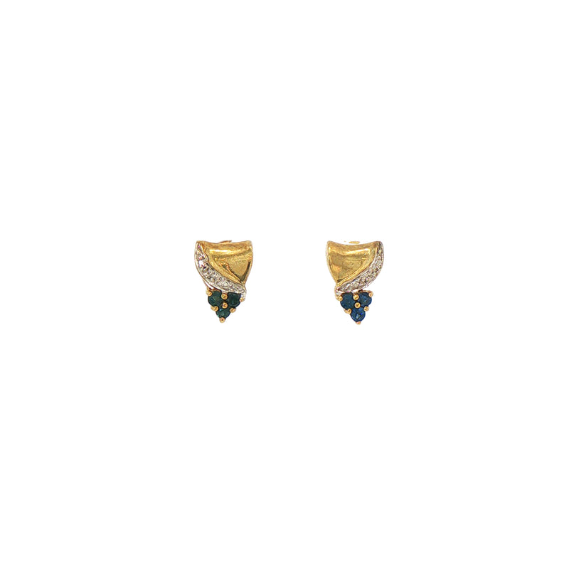 Natural Sapphire and Diamond Stud Earrings in 9ct Yellow Gold