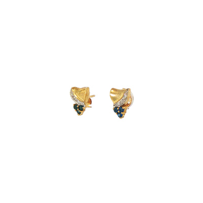 Natural Sapphire and Diamond Stud Earrings in 9ct Yellow Gold
