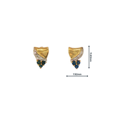 Natural Sapphire and Diamond Stud Earrings in 9ct Yellow Gold