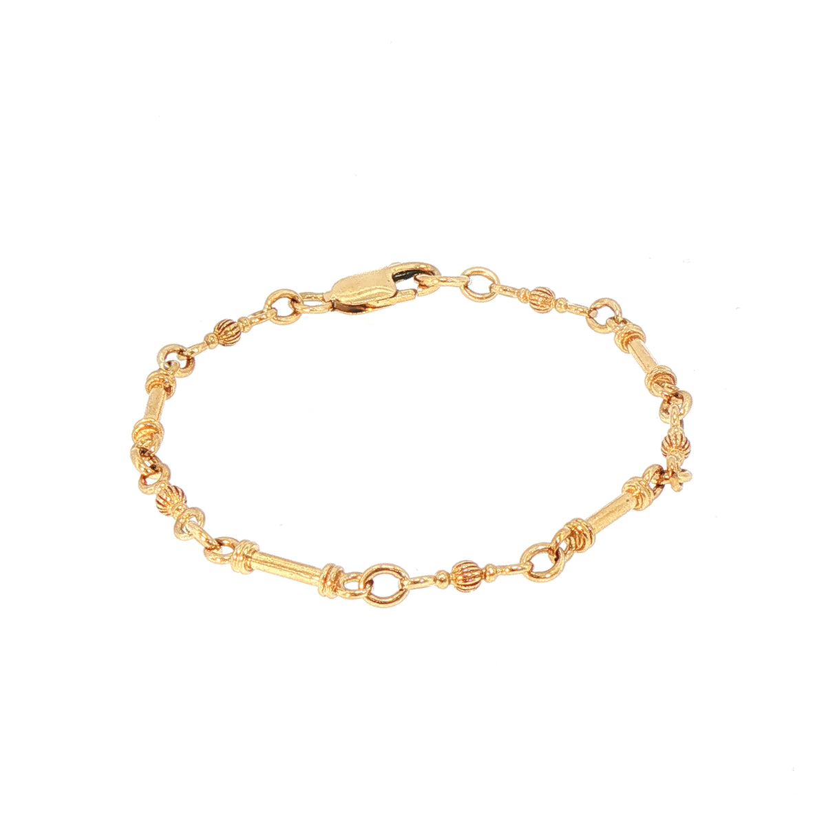 Vintage Pillar Round Ball Link Bracelet in 9ct Yellow Gold