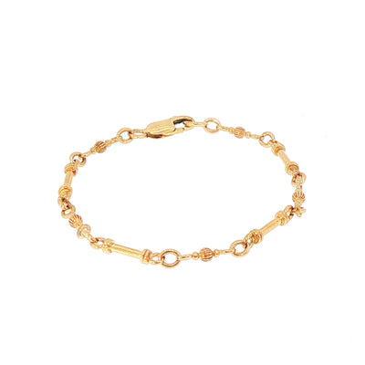 Vintage Pillar Round Ball Link Bracelet in 9ct Yellow Gold