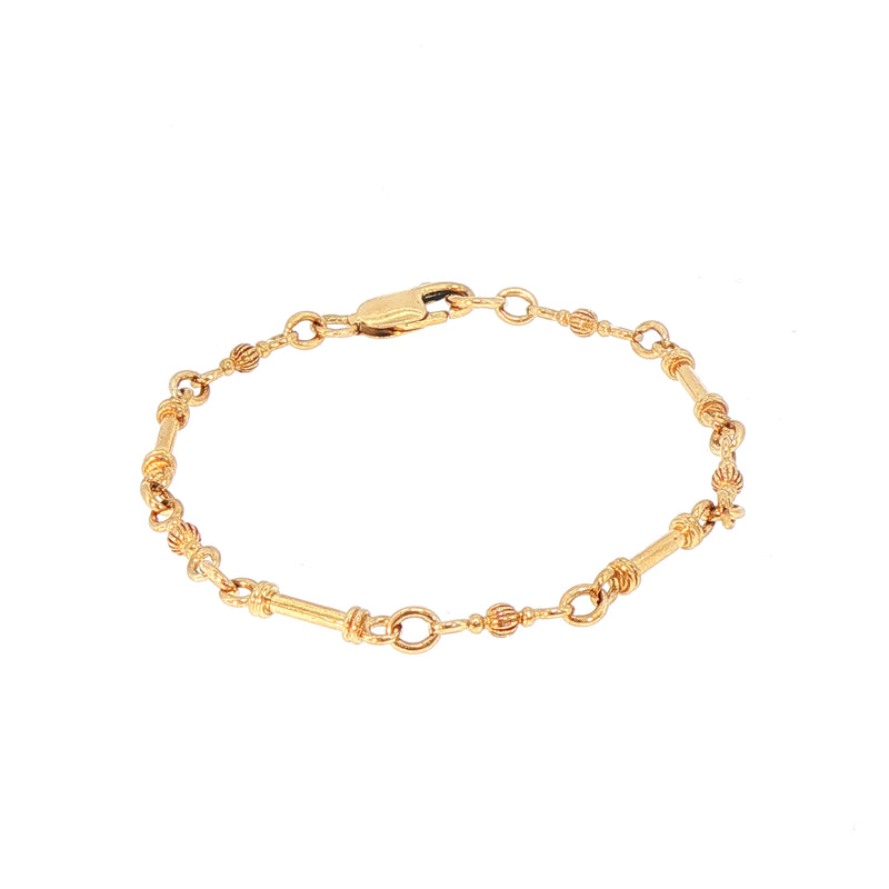 Vintage Pillar Round Ball Link Bracelet in 9ct Yellow Gold