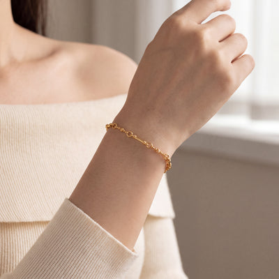 Vintage Pillar Round Ball Link Bracelet in 9ct Yellow Gold
