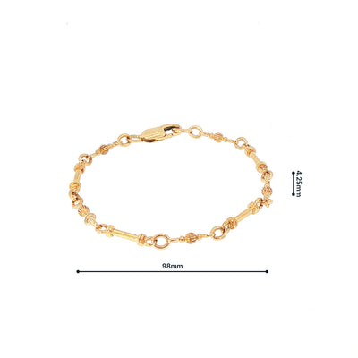 Vintage Pillar Round Ball Link Bracelet in 9ct Yellow Gold
