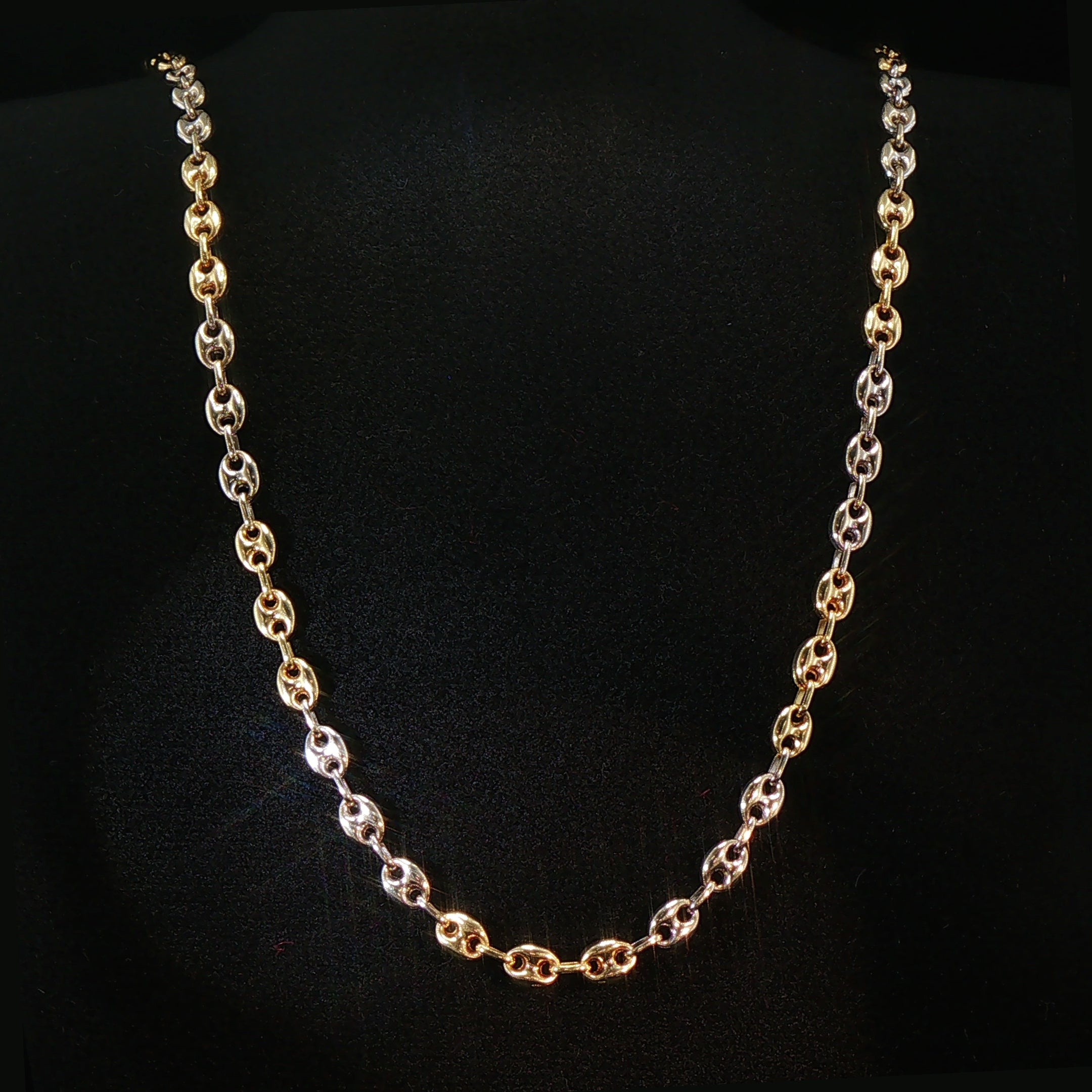 Vintage 14ct Two-Tone Gold Mariner Chain Necklace