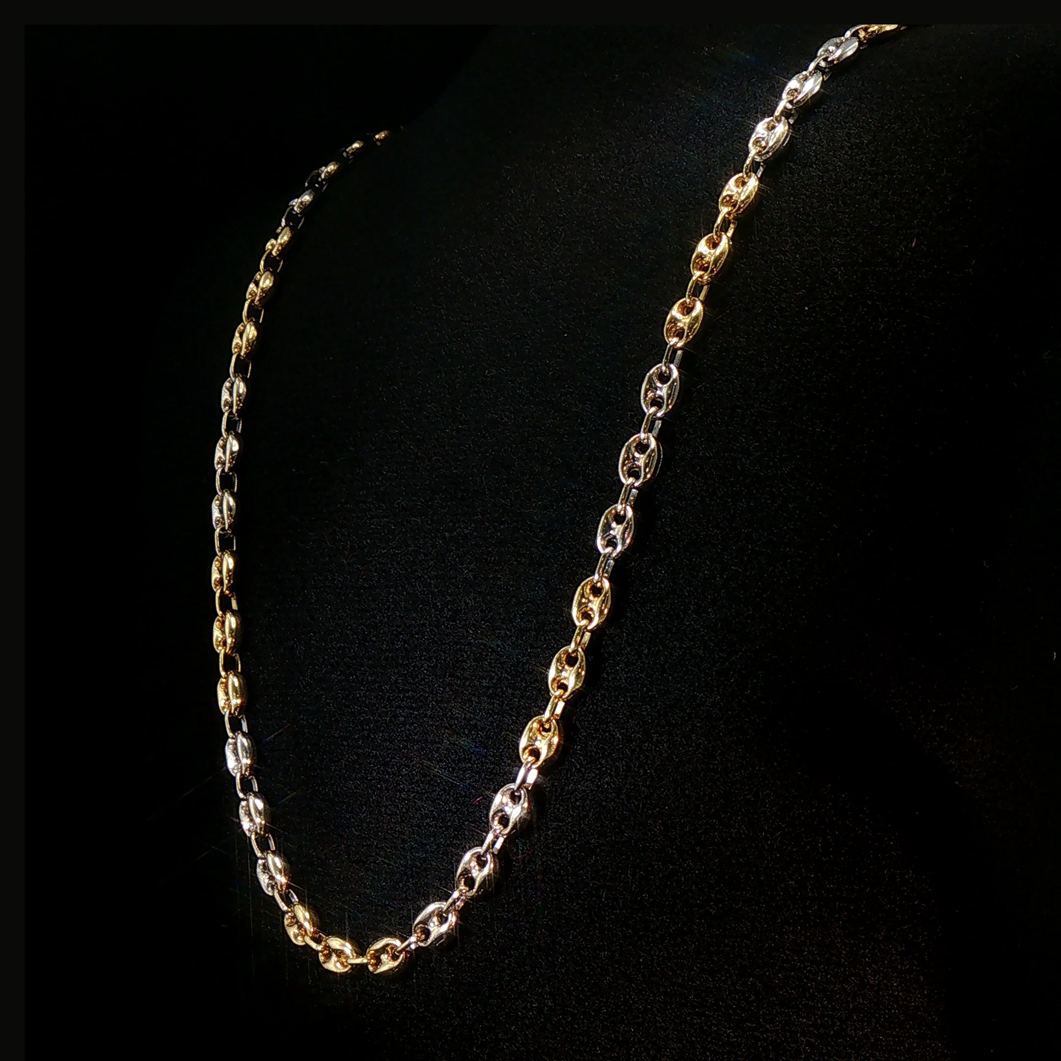 Vintage 14ct Two-Tone Gold Mariner Chain Necklace