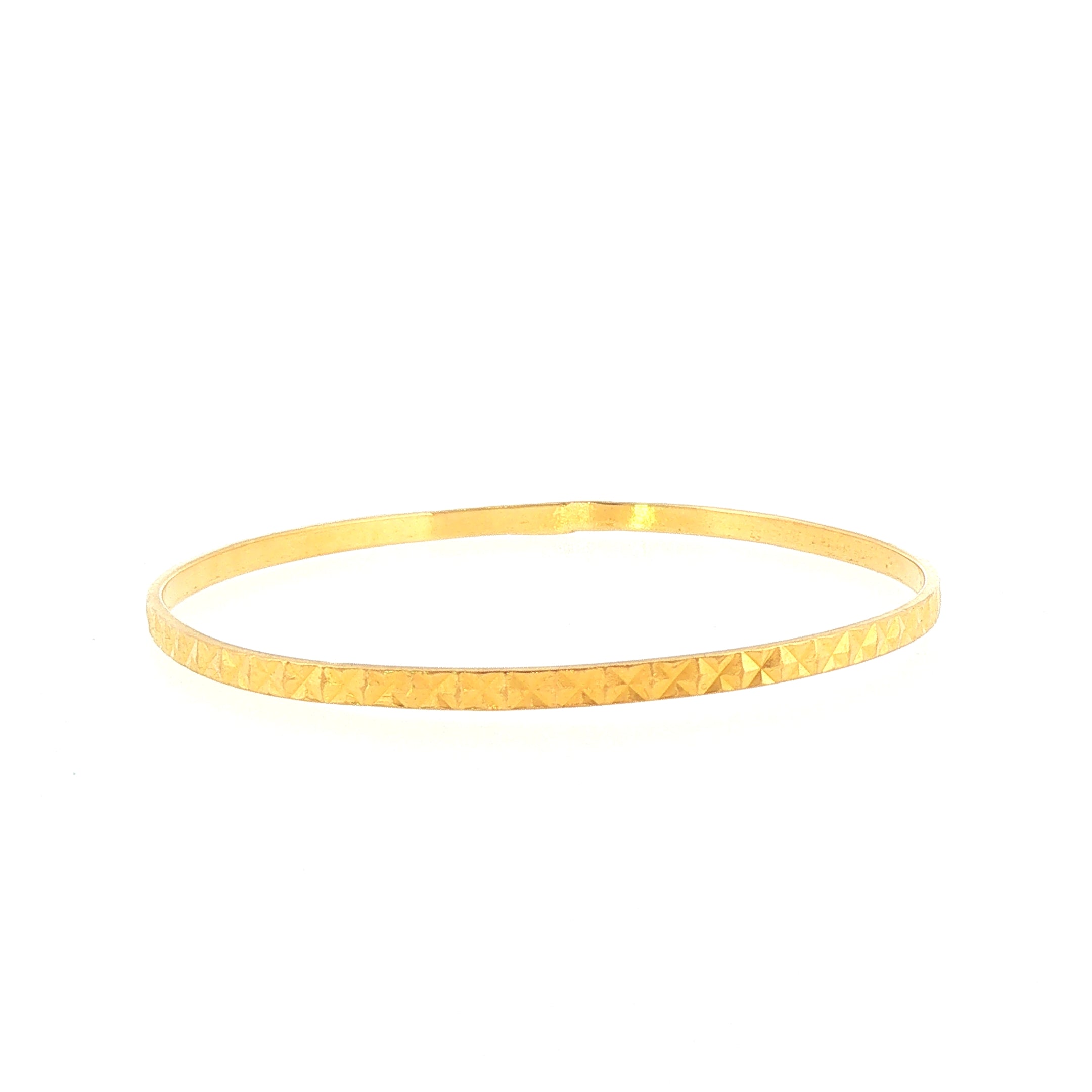 20ct Yellow Gold Skinny Diamond Cut Bangle