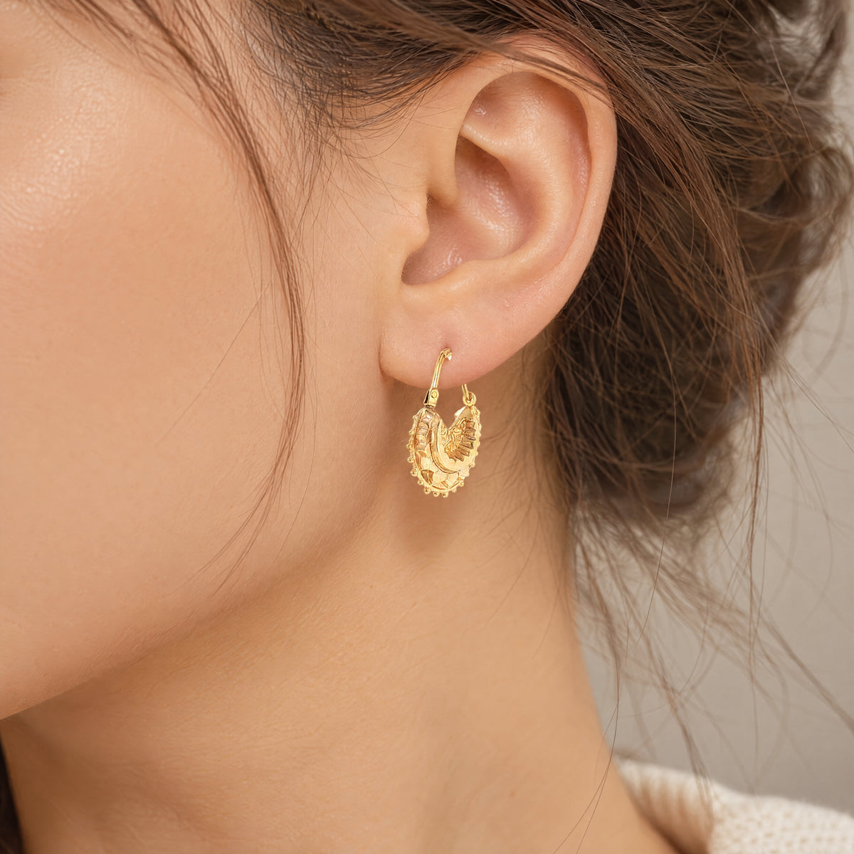 Vintage Spike Hoop Earrings in 9ct Yellow Gold