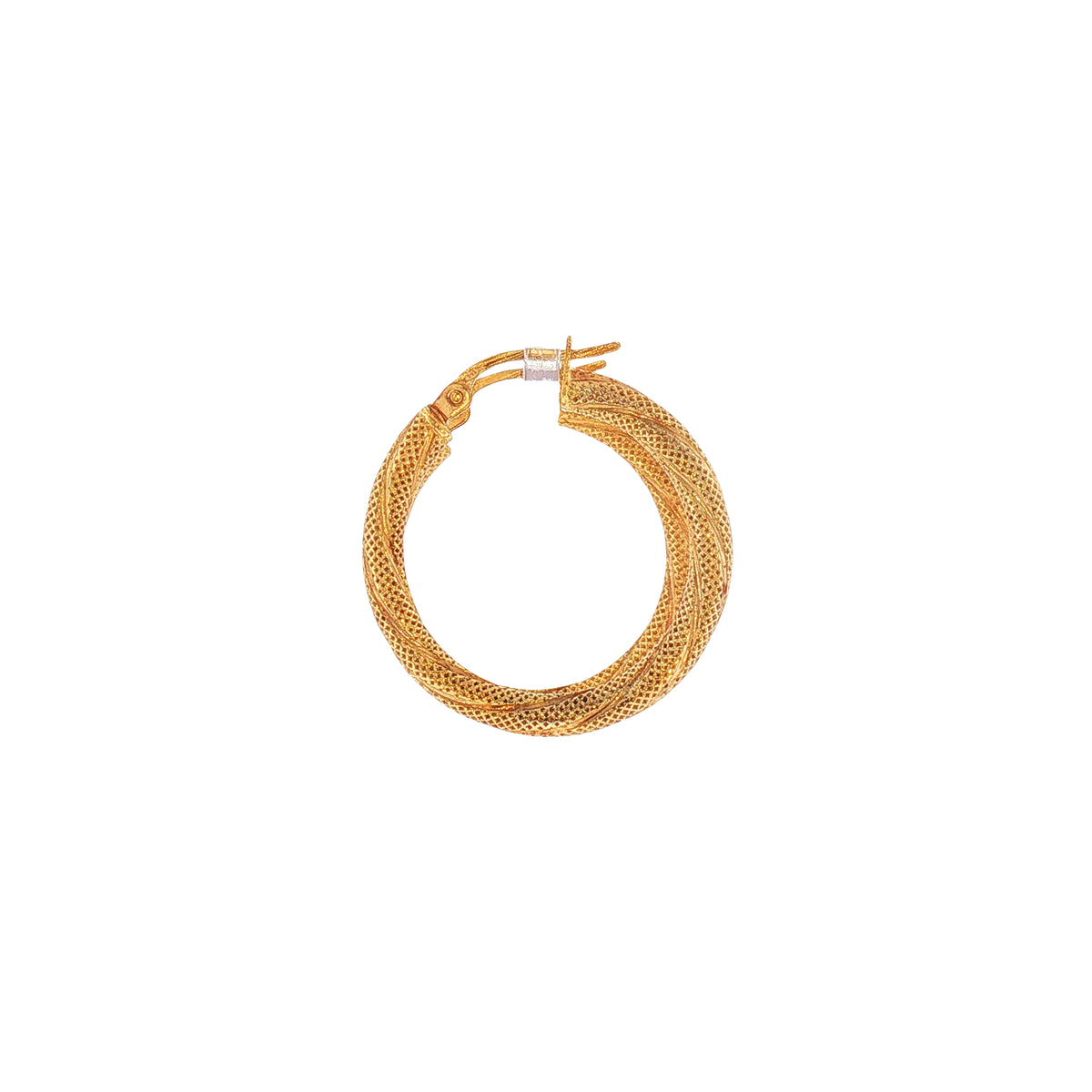 Vintage English Turned Twist Hoop Earrings in 9ct Yellow Gold
