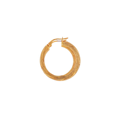 Vintage English Turned Twist Hoop Earrings in 9ct Yellow Gold