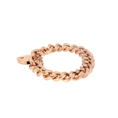 Vintage Rose Curb Bracelet with Heart Padlock in 9ct Rose Gold