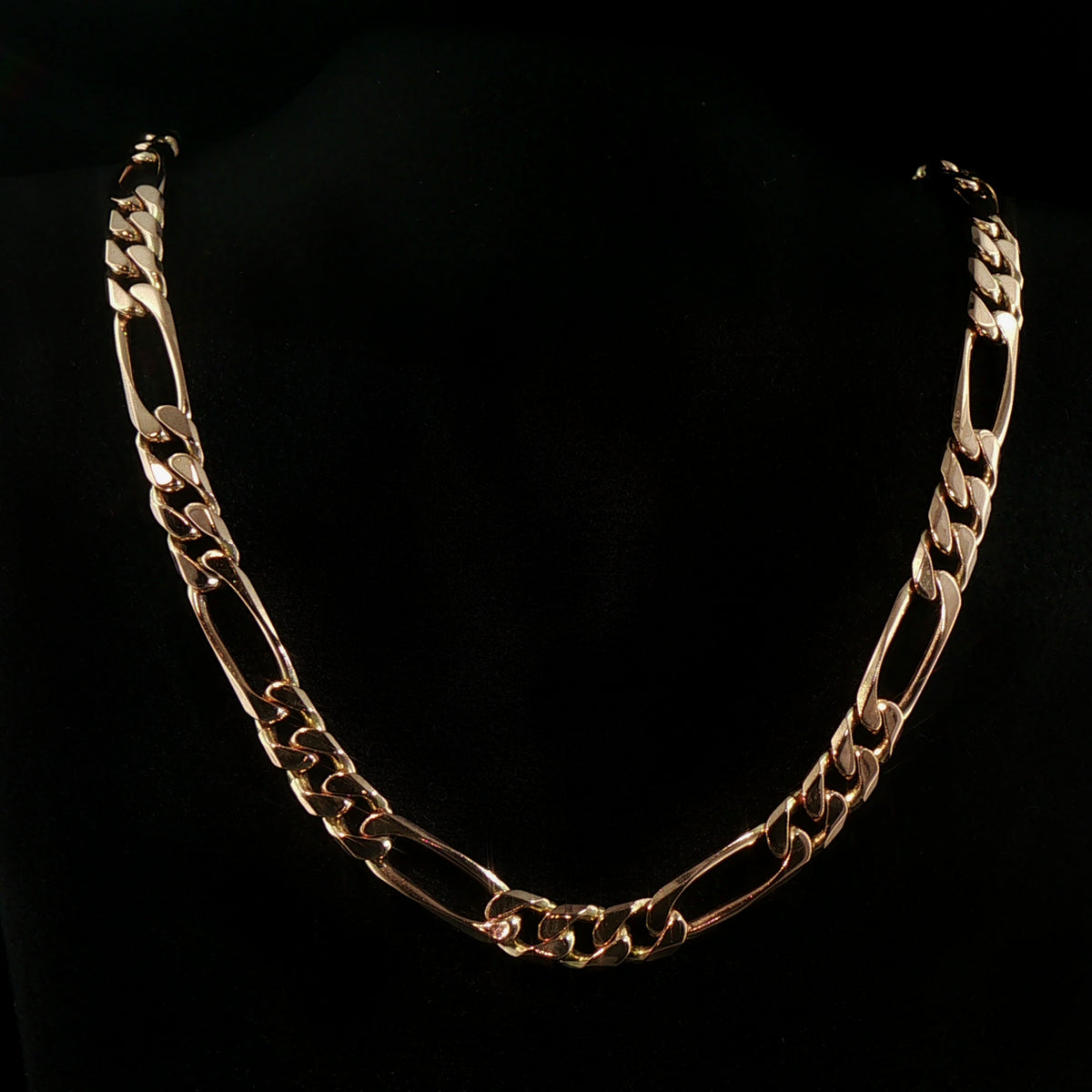 Vintage Heavy Figaro Link Chain Necklace in 9ct Yellow Gold
