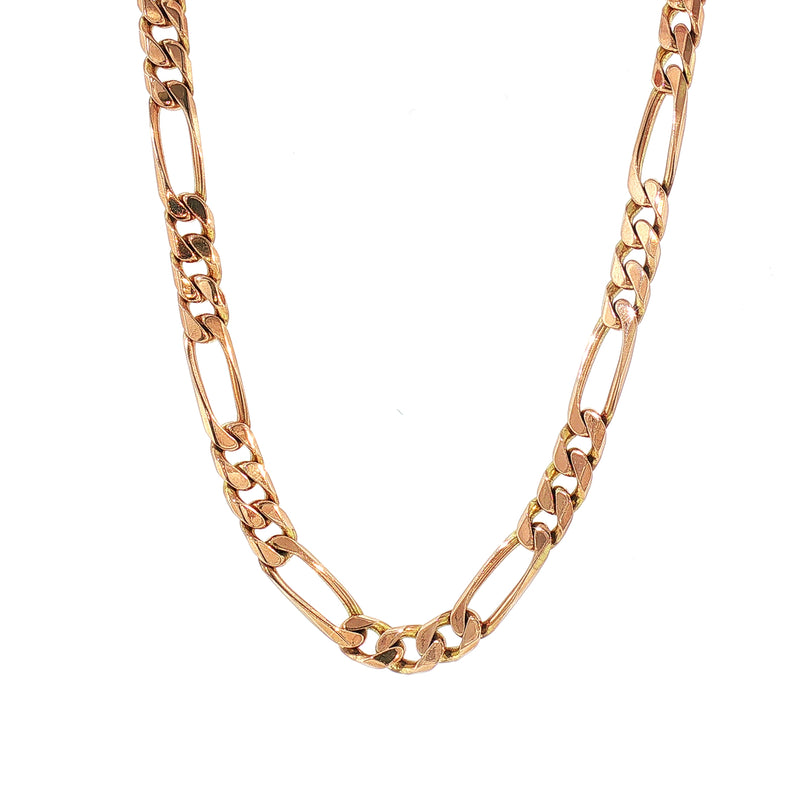 Vintage Heavy Figaro Link Chain Necklace in 9ct Yellow Gold