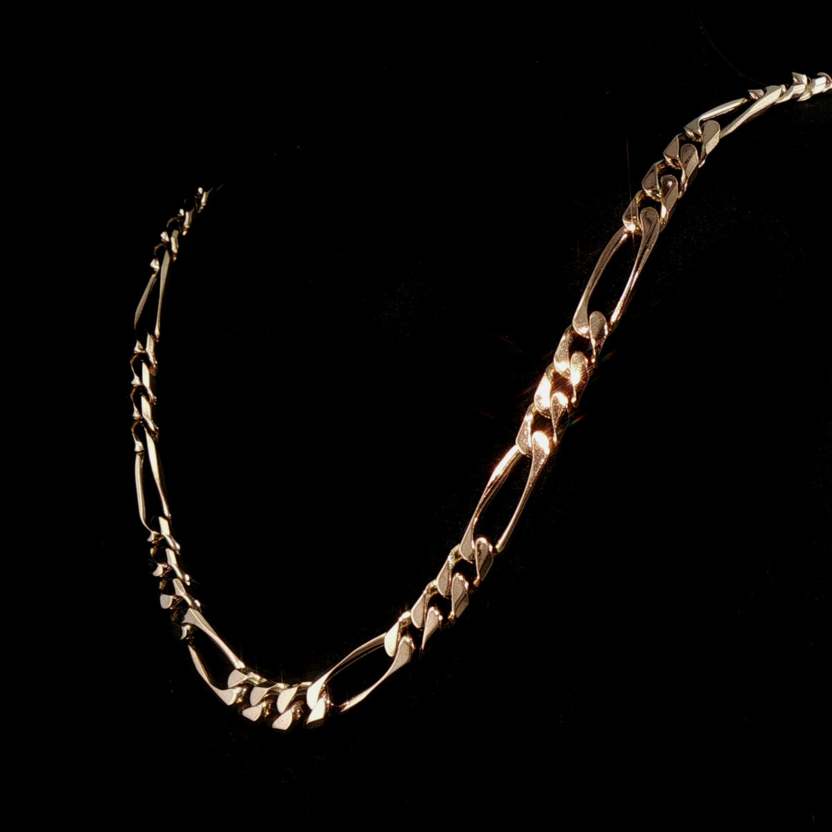 Vintage Heavy Figaro Link Chain Necklace in 9ct Yellow Gold