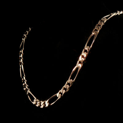 Vintage Heavy Figaro Link Chain Necklace in 9ct Yellow Gold