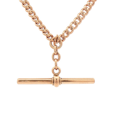 30g 16" Curb Albert T-Bar Chain in 9ct Rose Gold