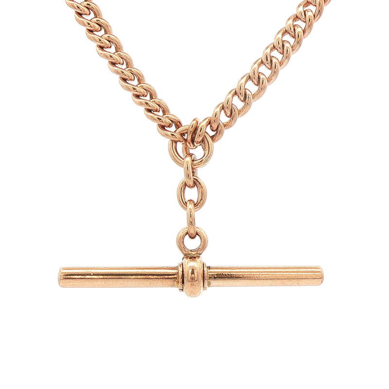 30g 16" Curb Albert T-Bar Chain in 9ct Rose Gold