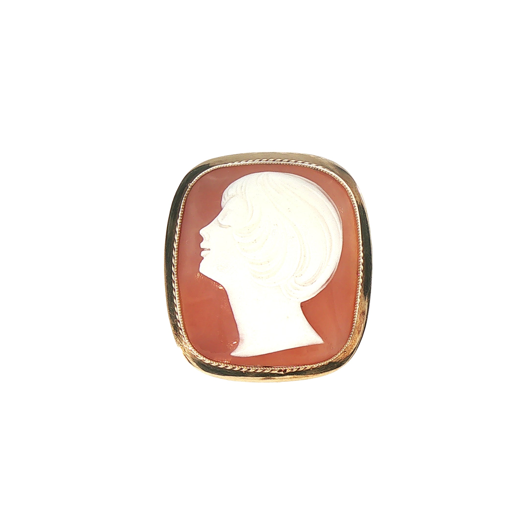 Vintage Carved Agate Cameo Brooch in 9ct Yellow Gold