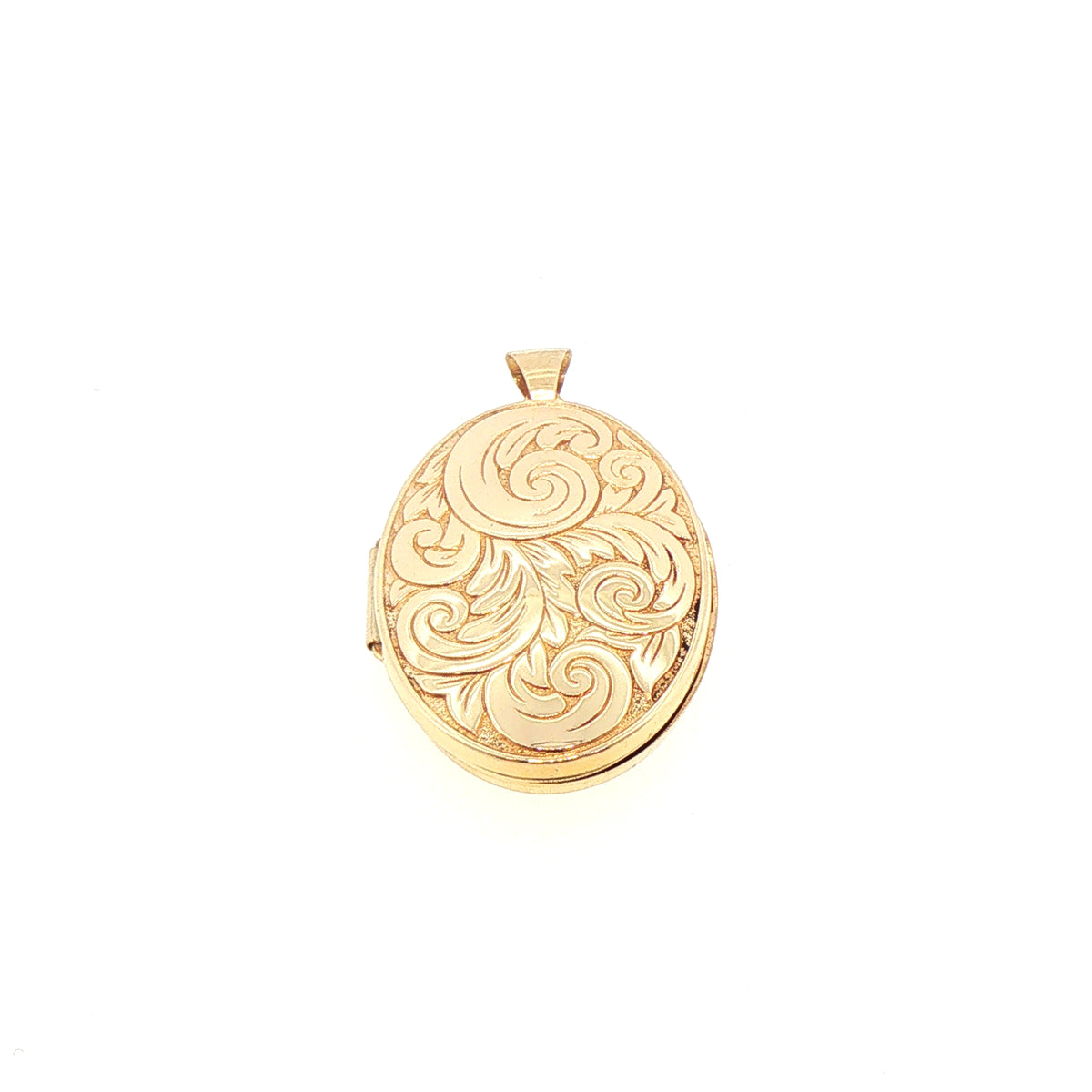 Vintage Large Engraved Oval Locket Necklace in 9ct Yellow Gold
