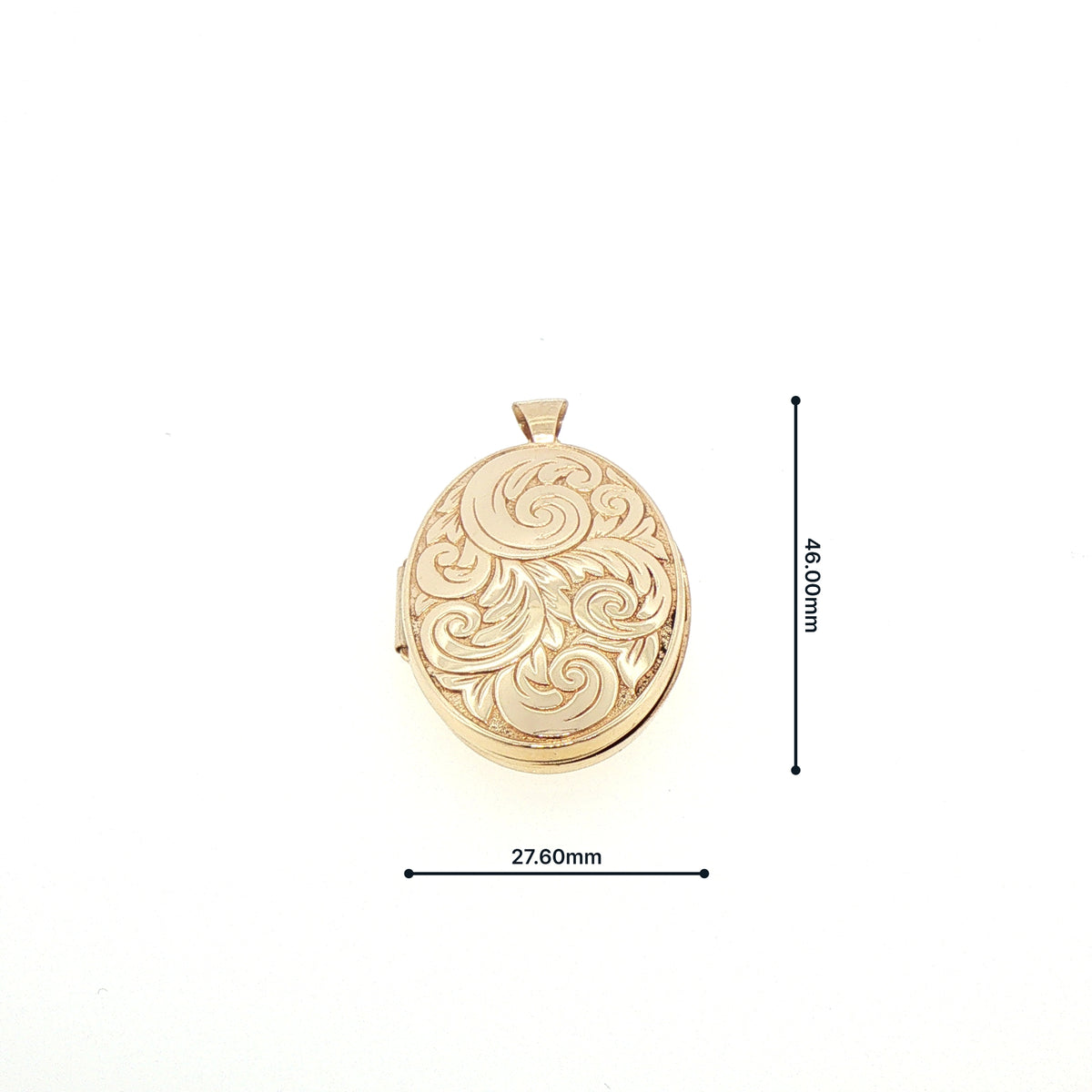 Vintage Large Engraved Oval Locket Necklace in 9ct Yellow Gold