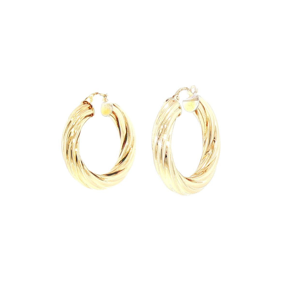 Large Twist Hoop Earrings in 9ct Yellow Gold