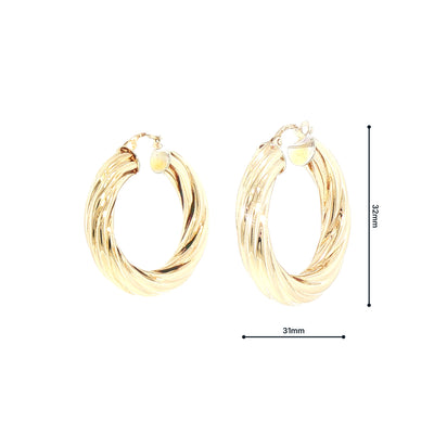 Large Twist Hoop Earrings in 9ct Yellow Gold