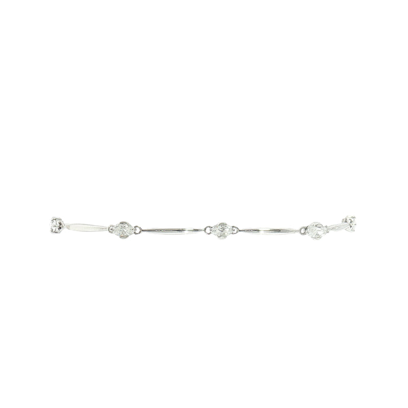 Cubic Zirconia Alternating Bar Bracelet in 9ct White Gold