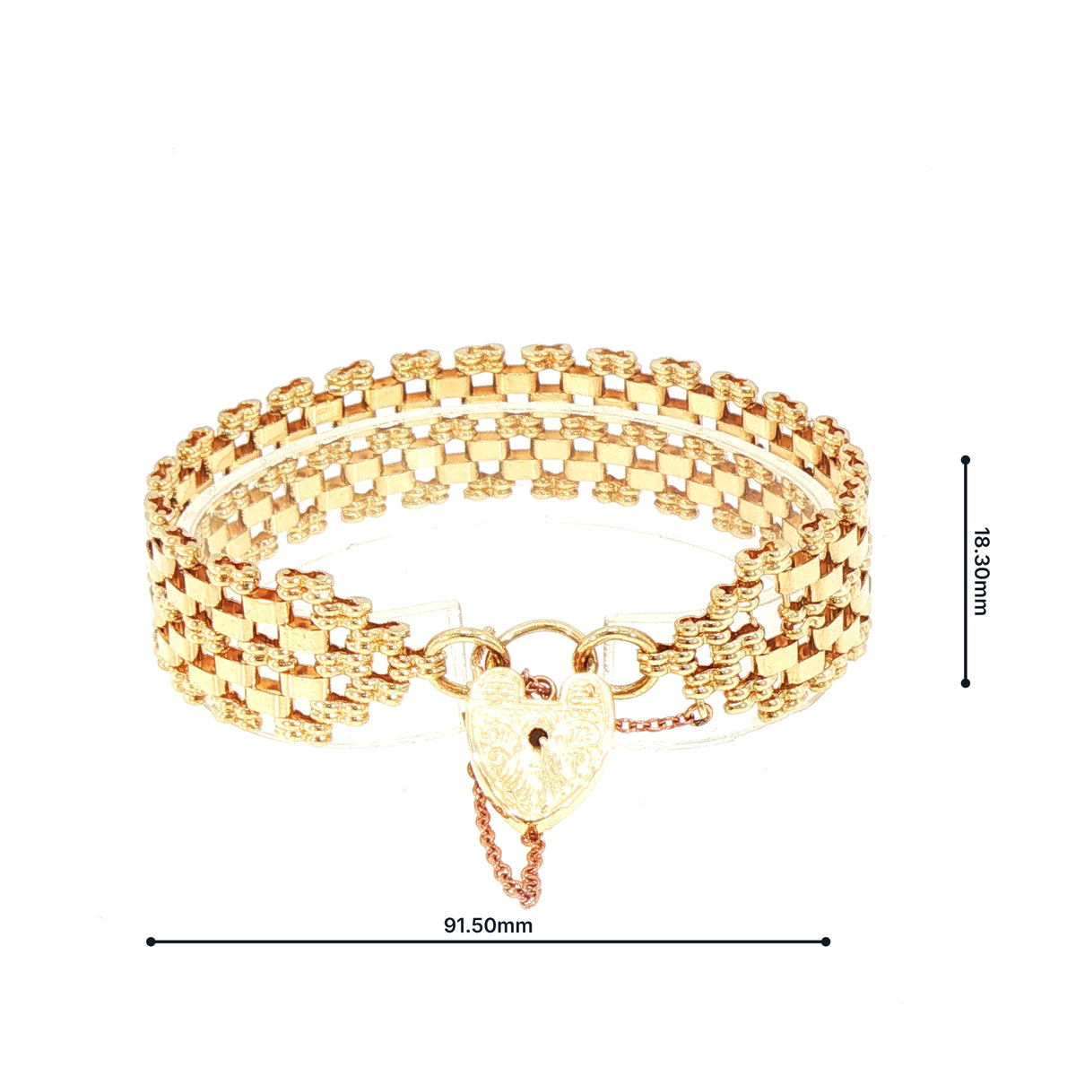 Vintage Seven Row Brick Link Padlock Bracelet in 9ct Yellow Gold