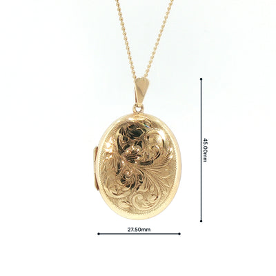 Vintage Oval English Locket Weighing 9g in 9ct Yellow Gold
