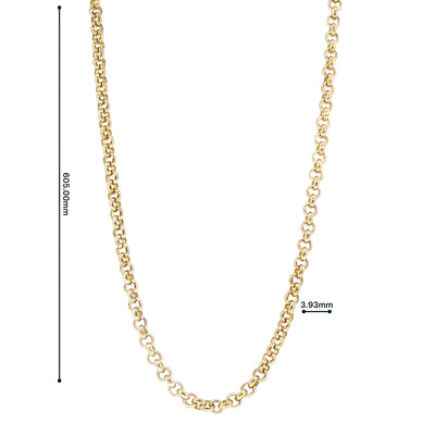 Vintage Round Belcher Link Chain in 9ct Yellow Gold