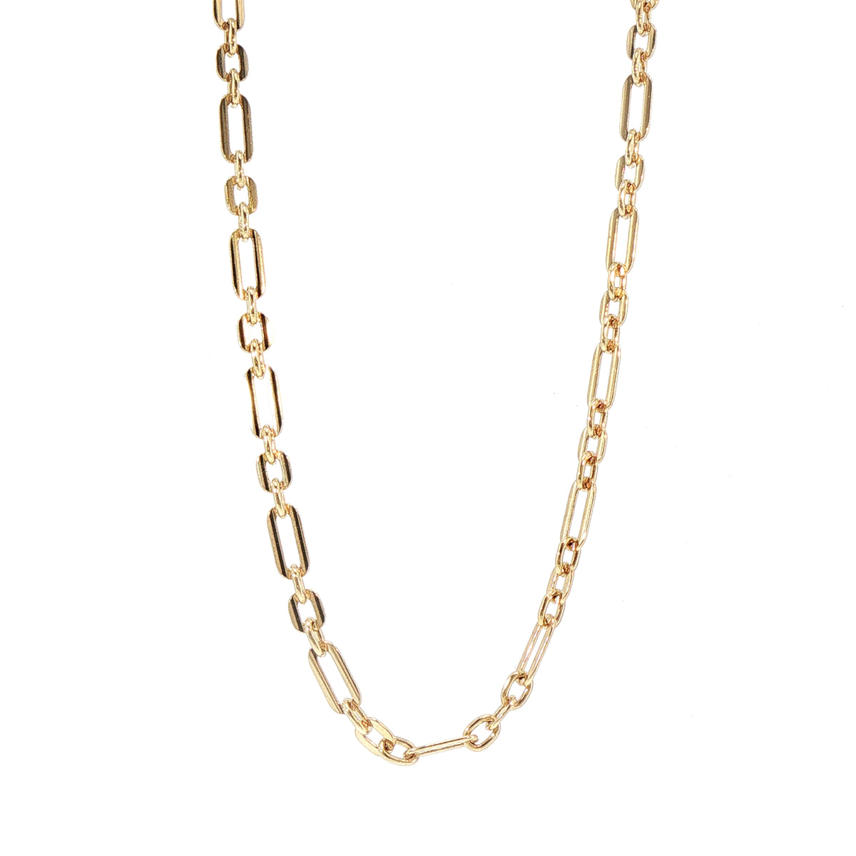 Vintage Elongated Oval Link and Round Link Chain in 9ct Yellow Gold