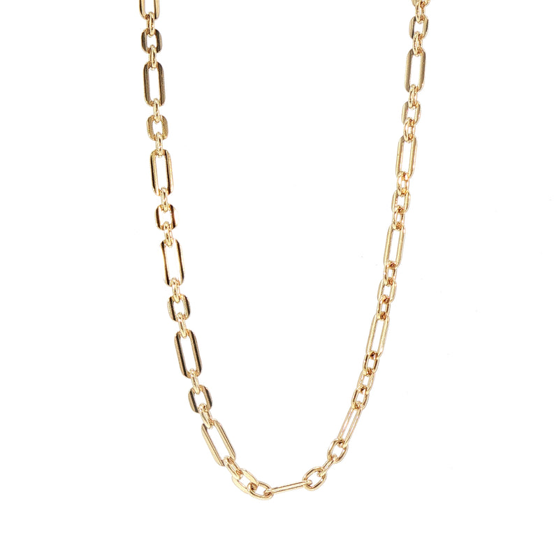 Vintage Elongated Oval Link and Round Link Chain in 9ct Yellow Gold
