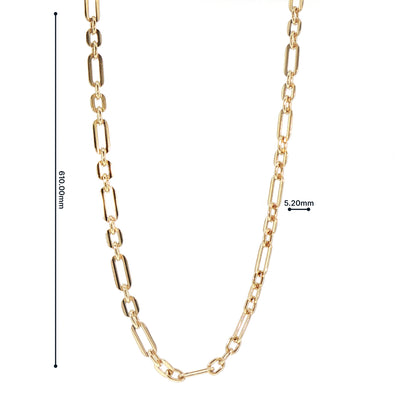 Vintage Elongated Oval Link and Round Link Chain in 9ct Yellow Gold