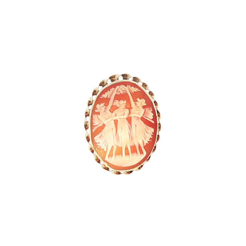 Vintage 9ct Yellow Gold Carved Agate Cameo Brooch