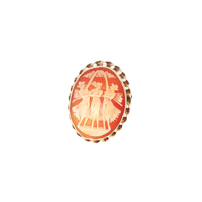 Vintage 9ct Yellow Gold Carved Agate Cameo Brooch
