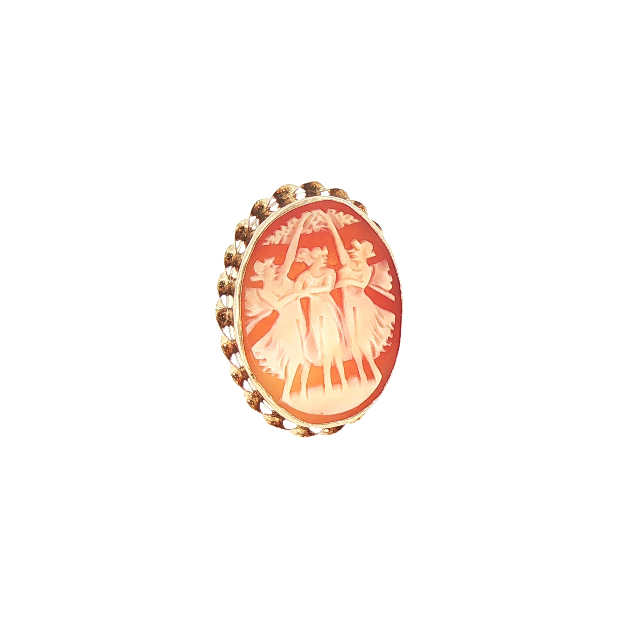 Vintage 9ct Yellow Gold Carved Agate Cameo Brooch
