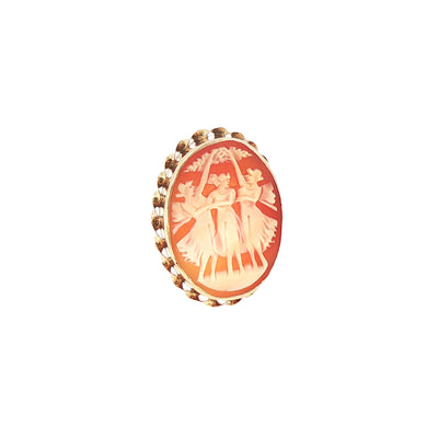 Vintage 9ct Yellow Gold Carved Agate Cameo Brooch
