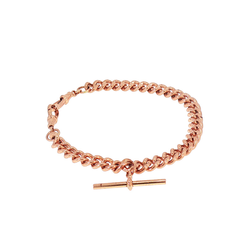 Vintage Curb Link T-Bar Bracelet in 9ct Rose Gold