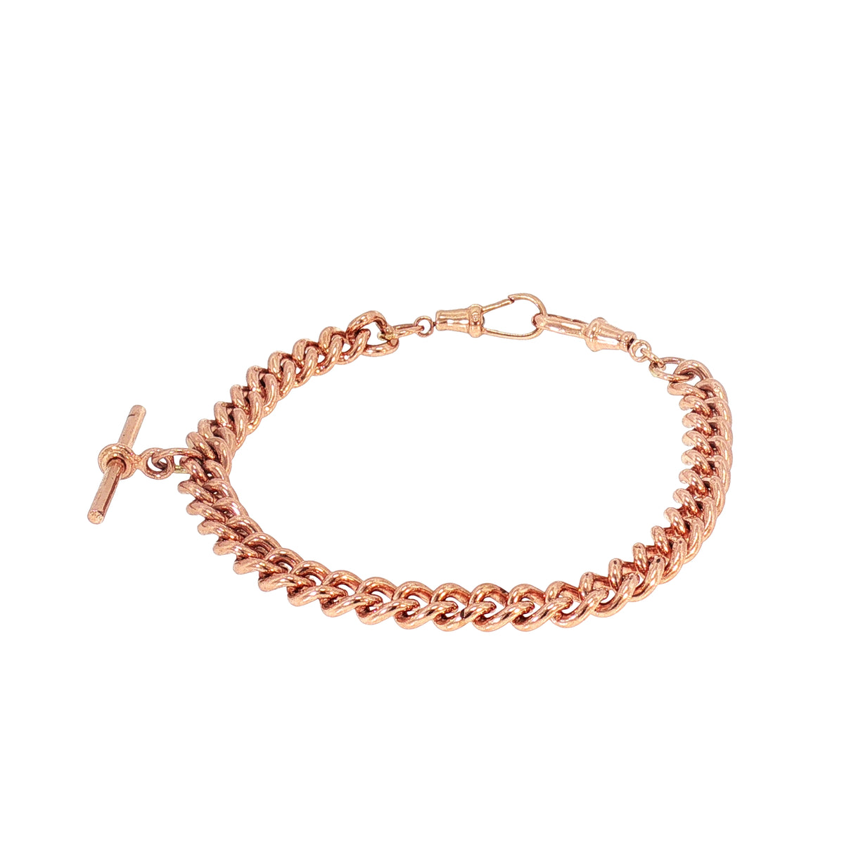 Vintage Curb Link T-Bar Bracelet in 9ct Rose Gold