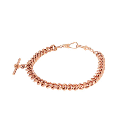 Vintage Curb Link T-Bar Bracelet in 9ct Rose Gold