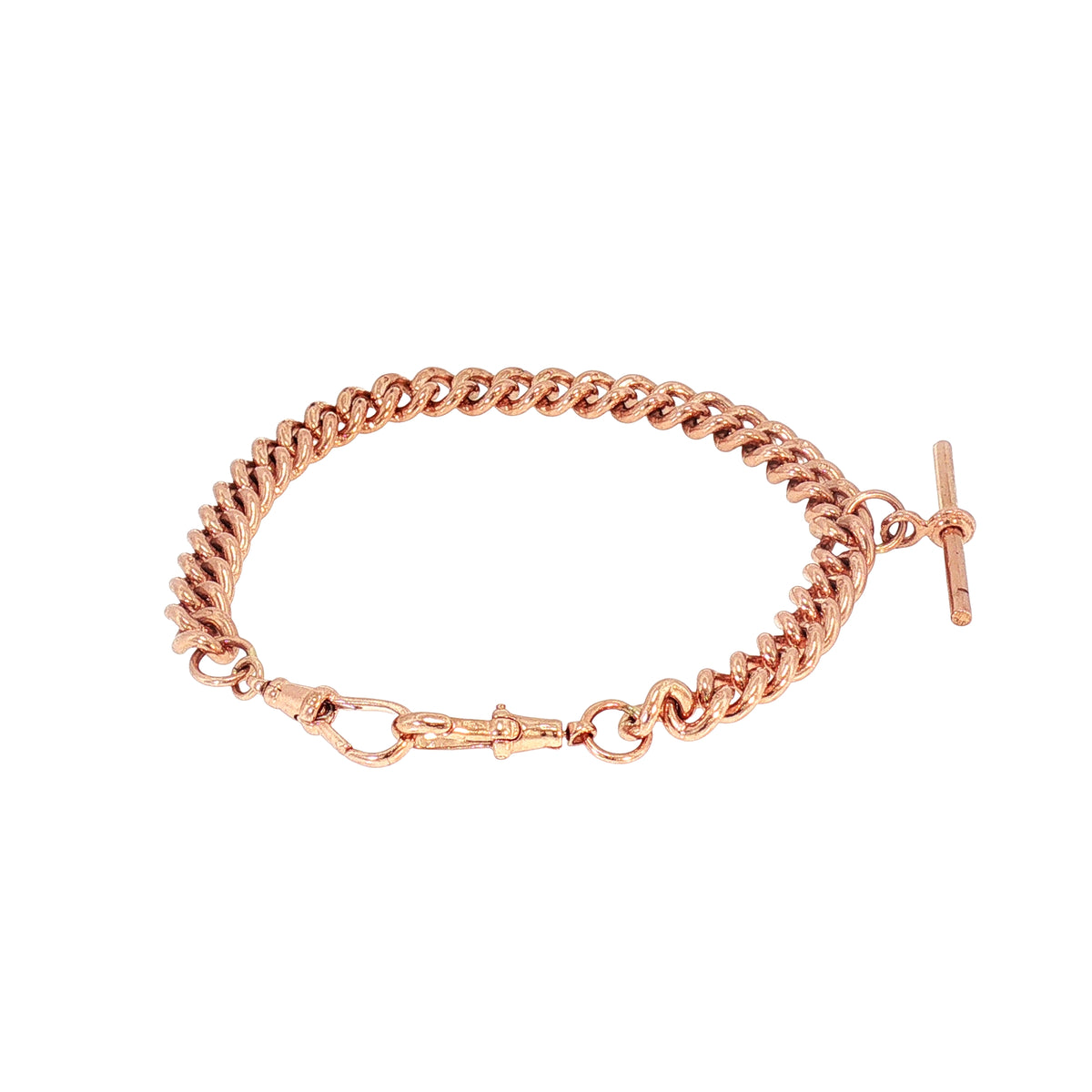 Vintage Curb Link T-Bar Bracelet in 9ct Rose Gold