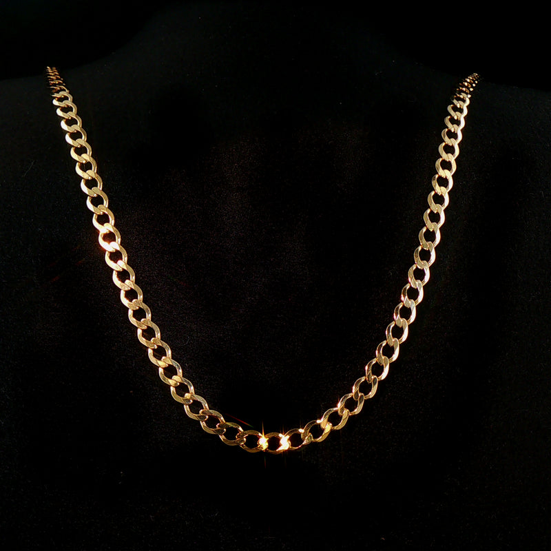 Vintage Filed Curb Link Chain Necklace Weighing 14g in 9ct Yellow Gold