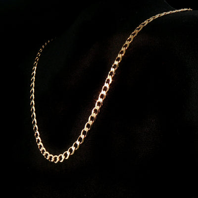 Vintage Filed Curb Link Chain Necklace Weighing 14g in 9ct Yellow Gold